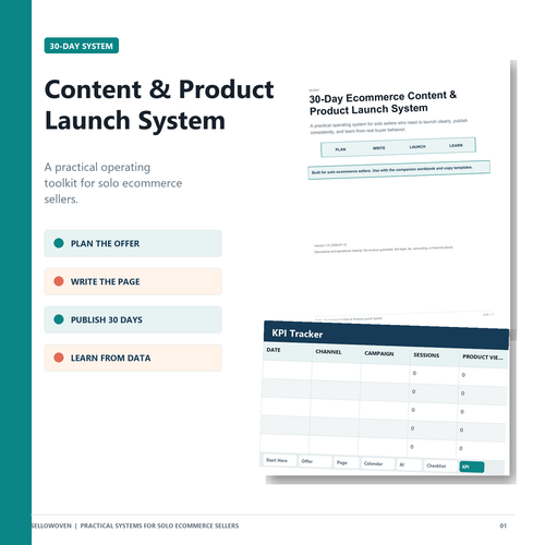30-Day Ecommerce Content and Product Launch System overview for solo sellers